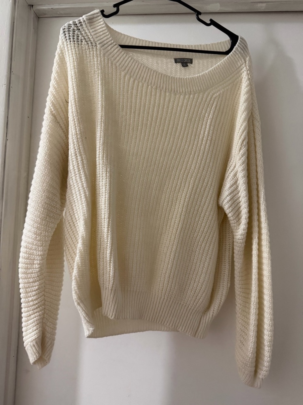 Falls Creek Cream Ribbed Crew Neck Sweater